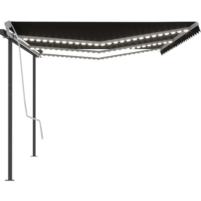 vidaXL Automatická markýza LED a senzor větru 6 x 3 m antracitová