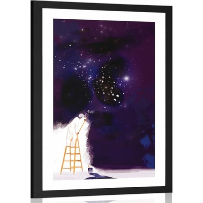 Plakát s paspartou malíř galaxie - 40x60 no frame