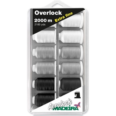 Sada overlockových nití Madeira Aerolock 180 12x2000 m Black&White