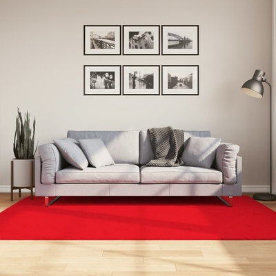 vidaXL Килим OVIEDO с къс косъм, червен, 140x200 см (375623)