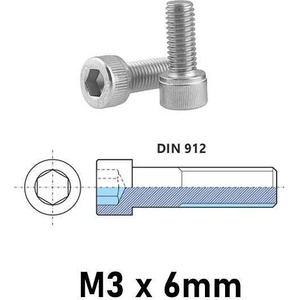 Two Trees Имбусен болт М3 x 6 - 30mm, Цинк, Din 912, 8.8 - 20 броя в пакет