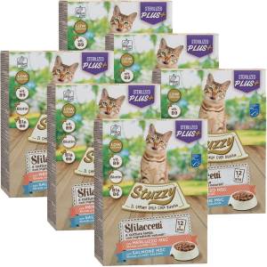 Stuzzy Cat Shreds MULTIPACK стерилизиран накъсано месо от треска и сьомга 6 x (12 x 85 г)