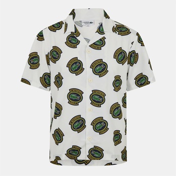Image 1 of Lacoste Риза с къс ръкав Lacoste Men's UV Protection Short Sleeve Hawaii Fit Shirt - Flour/Pineapple