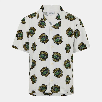 Lacoste Риза с къс ръкав Lacoste Men's UV Protection Short Sleeve Hawaii Fit Shirt - Flour/Pineapple