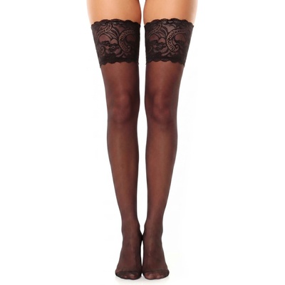 Glamory luxusní samodržící punčochy Comfort 20 DEN s vysokým krajkovým lemem black