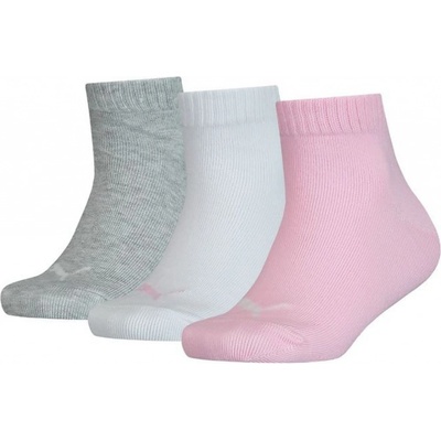 PUMA Kids Quarter Ponožky 3 Pack Pink/Grey