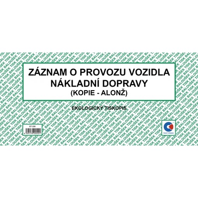 Baloušek Tisk ET220 Záznam o provozu vozidla nákladní dopravy alonž