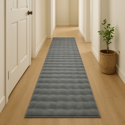 Takoy Koberec s imitácou kožušiny 80x300 3D vzor tmavo šedý-HT-00447 | 80 x 300 cm