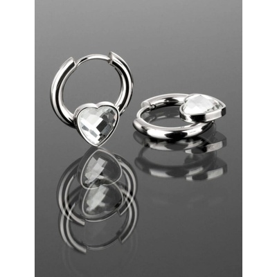 Prosperk náušnice z oceli kroužky se srdcem S0115