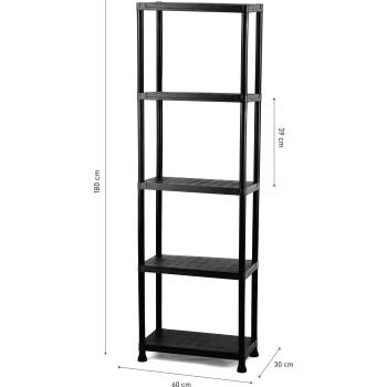 Smart storage СТЕЛАЖ PVC SMART STORAGE 180x60x30 5 РАФТА 20кг НА РАФТ ЧЕРЕН (1806030520PLBK)