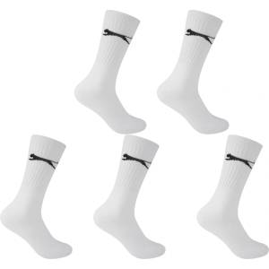 Slazenger Мъжки чорапи Slazenger 5 Pack Crew Socks Mens Size 7-11 - White