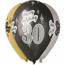 SMART BALLOONS Nafukovacie balóniky, 30 cm, Happy Birthday „30", mix farieb