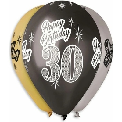 SMART BALLOONS Nafukovacie balóniky, 30 cm, Happy Birthday „30", mix farieb
