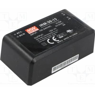 MEAN WELL IRM-30-15 Měnič: AC/DC; 30W; Uvst: 85÷264VAC; 15VDC; Ivýst: 2000mA; OUT: 1; 88%