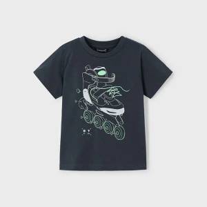 MAYORAL Тениска къс ръкав glow in the dark ролери в графитен цвят за мини момче Майорал