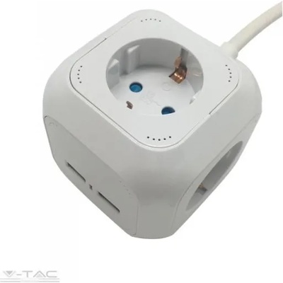 V-TAC 4 Plug + 2 USB 1,4 m (8800)