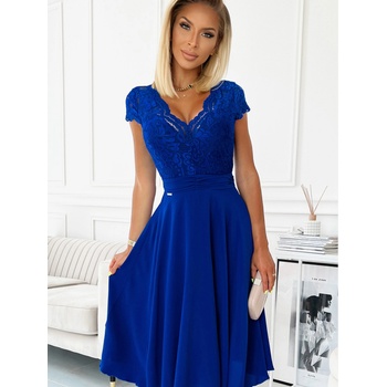 Numoco Рокля от шифон с дантелено деколте - синя Numoco LINDA numoco | Sin | ЖЕНИ | S