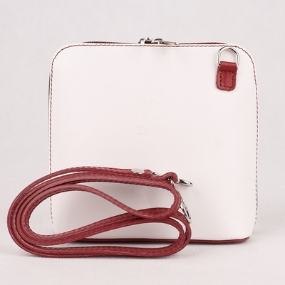 Malá kožená crossbody kabelka no. 55 bílo-červená
