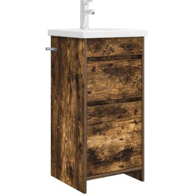 vidaXL Баня с мивка Опушен дъб 42 x 40 x 84, 5 см Инженерна дървесина (890724)