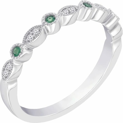 Eppi Zlatý eternity prsteň s diamantmi a smaragdy Pedro R37286