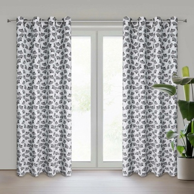 EUROFIRANY ZATEMŇOVACÍ ZÁVĚS NA KROUŽCÍCH KEMI 140X250 CM LISTY