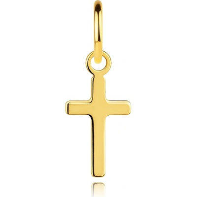 Šperky Eshop Zlatý přívěsek ze žlutého zlata plochý latinský kříž vysoký lesk S5GG262.14