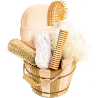 CROLL & DENECKE Wellness sisalová froté houba + kartáč na nehty +tylová houba + pemza + masážní váleček + kartáč na vlasy dárková sada