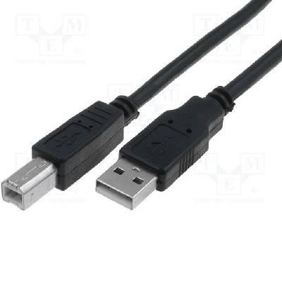 Кабел VCom CU201-B-5m, USB A(м) към USB B(м), 5m, никелирани конектори (CU201-B-5m)