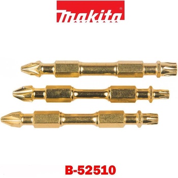 Makita Торсионни накрайници, двустранни, 65 мм, PH2/PZ2-T20/T25/T30, Makita B-52510 Impact Gold, 3 бр (B-52510)