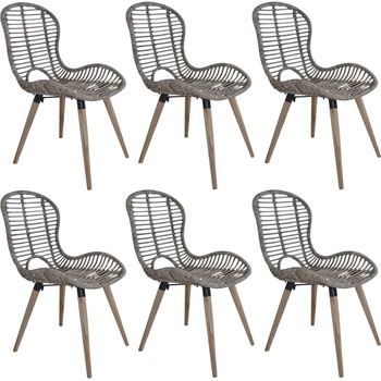 Image 1 of vidaXL Трапезни столове, 6 бр, кафяви, естествен ратан (275839)