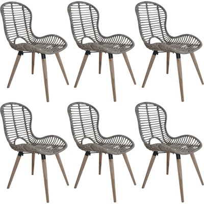 vidaXL Трапезни столове, 6 бр, кафяви, естествен ратан (275839)