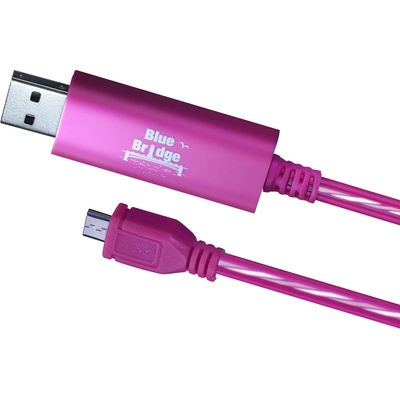Blue Bridge Светещ USB кабел за устройства с microUSB порт - Blue Bridge Luminous microUSB Cable (розов)