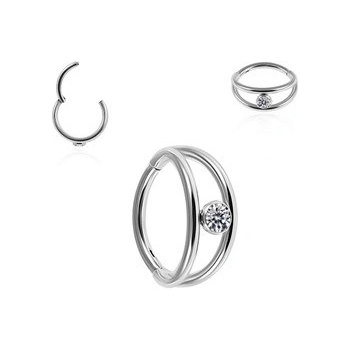Piercingate kruh segment s kamínkem PKR00146 černá