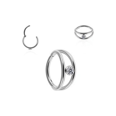 Piercingate kruh segment s kamínkem PKR00146 černá