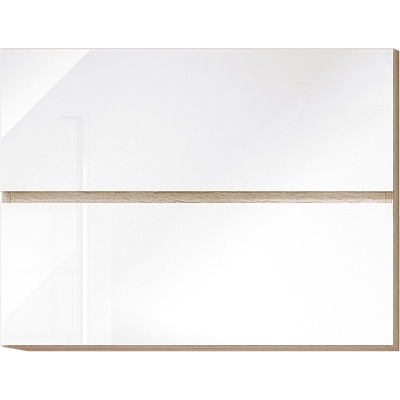 Горен шкаф Line 80 cm с 2 хоризонтални супер гланц бял HG