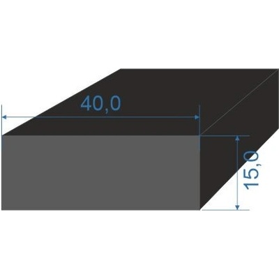 0596154 Pryžový profil 15x40mm, EPDM 70°Sh obdélníkový