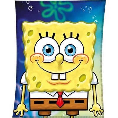 Carbotex Modrá detská deka SpongeBob Smile