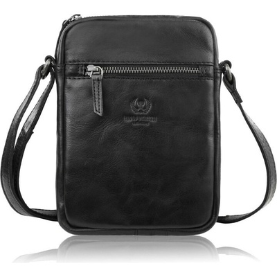 Paolo Peruzzi Černý pánský kožený crossbag Adin