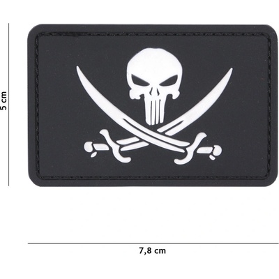 Gumená nášivka 101 Inc Pirate Punisher - čierna