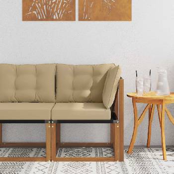 vidaXL Външен ъглов диван Масивна акациева дървесина и текстилен плат (900604)