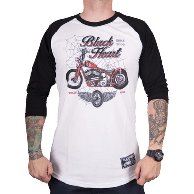 Black Heart tričko s dlhým rukávom Red Baron Chopper biela