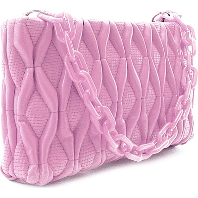 Světle růžová netradiční prošívaná crossbody dámská kabelka Azzini