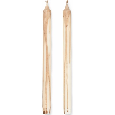 ferm LIVING Kónická sviečka DRYP 30 cm, sada 2 ks, béžová