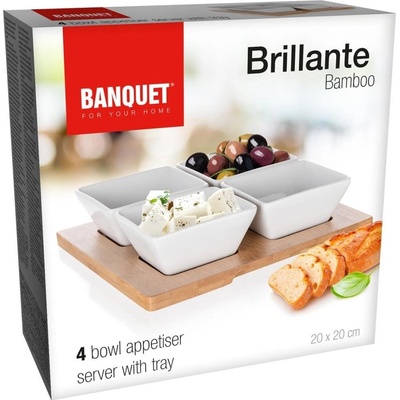 Banquet Brillante miska sada 5 díl. 4 x miska 1 x tác porcelán bambus 20 x 20 cm
