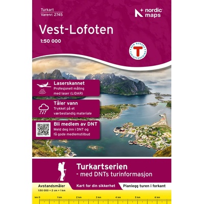Vest-Lofoten 1:50.000 mapa (Lofoty, Norsko) #2745