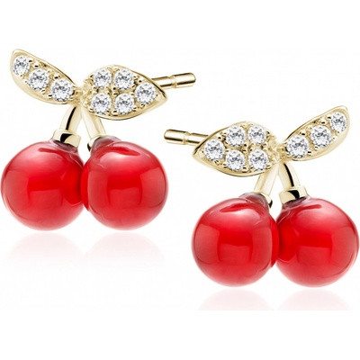 Lafira pozlacené stříbrné náušnice Cherry Z2162G