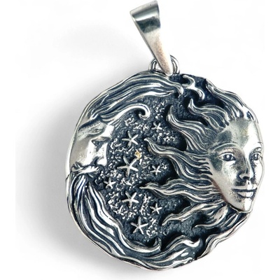 Drakkaria SLUNCE a MĚSÍC stříbrný přívěsek P42146