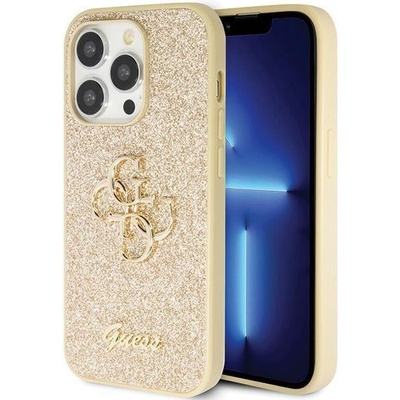 GUESS Кейс Guess GUHCP14LHG4SGD за iPhone 14 Pro, златист, Glitter Script Big 4G (3666339147761)