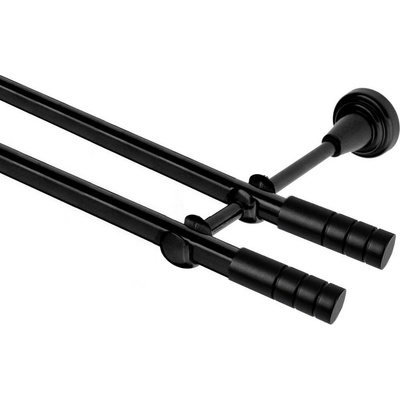 OK-GarnýžeCZ Garnýž kovová dvouřadá 19mm Techno double černá 300 cm do stěny / na tunýlek - bez kroužků