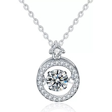 Royal Fashion strieborný rhodiovaný náhrdelník s drahokamom HA-XMZ011-SILVER-MOISSANITE-ZIRCON